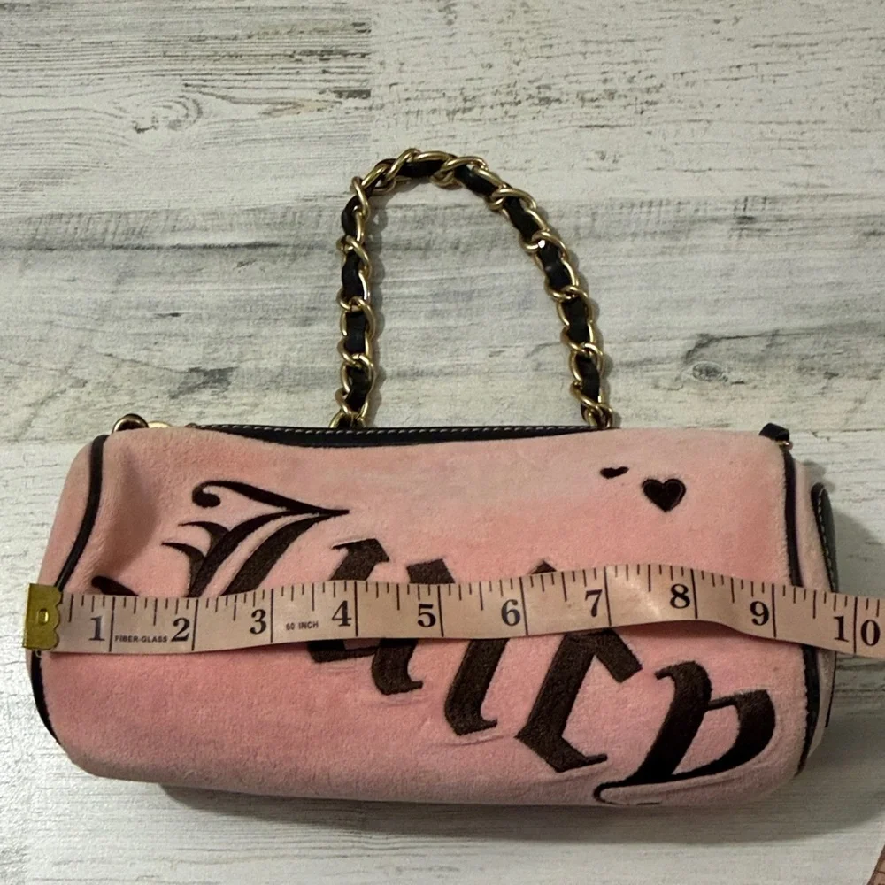 Vintage Juicy Couture Pink Suede Barrel Shoulder bag Y2K